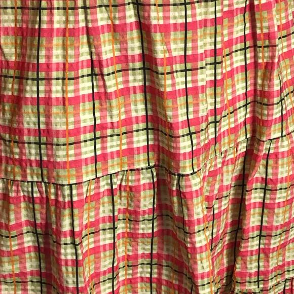 Topshop Check Plaid Smock Mini Dress Size 6 Y2K Babydoll Boho Puff Sleeve Retro - Picture 8 of 16